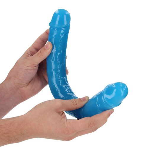 Realrock Glow In The Dark Double Dong 15 In. Dual-Ended Dildo Neon Blue - Image 2
