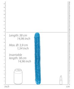 Realrock Glow In The Dark Double Dong 15 In. Dual-Ended Dildo Neon Blue