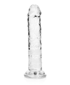 Realrock Crystal Clear Straight 6 In. Dildo Without Balls Clear