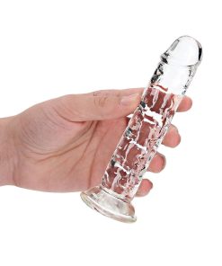 Realrock Crystal Clear Straight 6 In. Dildo Without Balls Clear