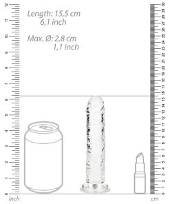 Realrock Crystal Clear Straight 6 In. Dildo Without Balls Clear
