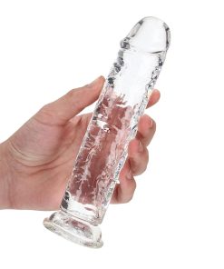 Realrock Crystal Clear Straight 7 In. Dildo Without Balls Clear