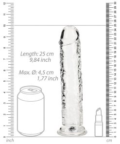 Realrock Crystal Clear Straight 9 In. Dildo Without Balls Clear