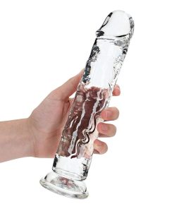 Realrock Crystal Clear Straight 10 In. Dildo Without Balls Clear