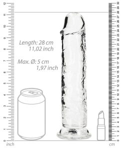 Realrock Crystal Clear Straight 10 In. Dildo Without Balls Clear