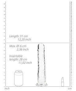 Realrock Crystal Clear Straight 11 In. Dildo Without Balls Clear