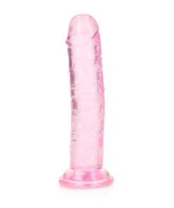 Realrock Crystal Clear Straight 6 In. Dildo Without Balls Pink