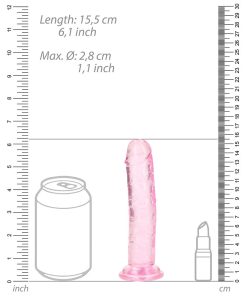 Realrock Crystal Clear Straight 6 In. Dildo Without Balls Pink