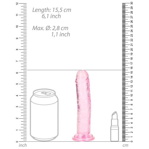 Realrock Crystal Clear Straight 6 In. Dildo Without Balls Pink - Image 6