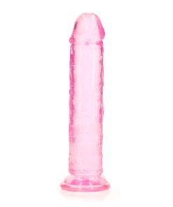 Realrock Crystal Clear Straight 7 In. Dildo Without Balls Pink