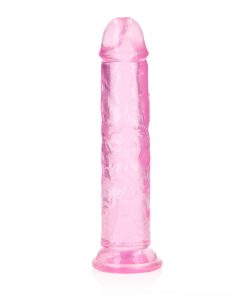 Realrock Crystal Clear Straight 7 In. Dildo Without Balls Pink