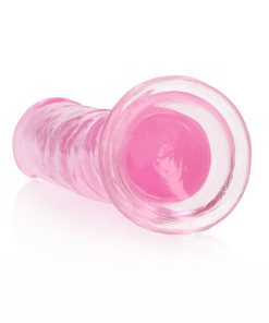 Realrock Crystal Clear Straight 7 In. Dildo Without Balls Pink