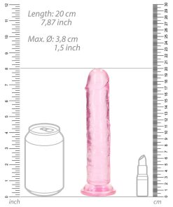 Realrock Crystal Clear Straight 7 In. Dildo Without Balls Pink
