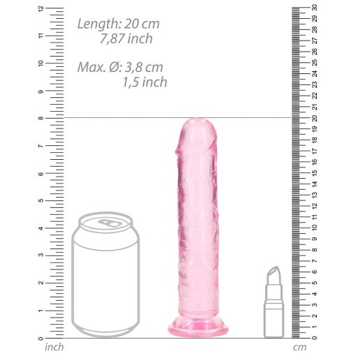 Realrock Crystal Clear Straight 7 In. Dildo Without Balls Pink - Image 6