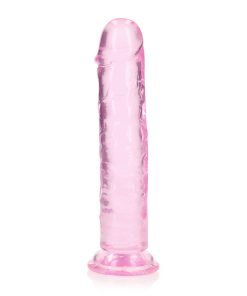 Realrock Crystal Clear Straight 8 In. Dildo Without Balls Pink