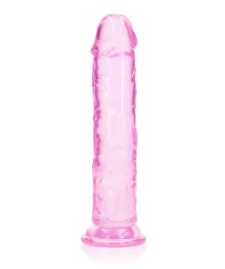Realrock Crystal Clear Straight 8 In. Dildo Without Balls Pink