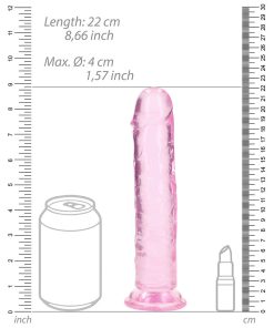 Realrock Crystal Clear Straight 8 In. Dildo Without Balls Pink