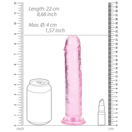 Realrock Crystal Clear Straight 8 In. Dildo Without Balls Pink - Image 6