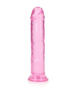 Realrock Crystal Clear Straight 9 In. Dildo Without Balls Pink