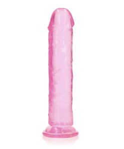 Realrock Crystal Clear Straight 9 In. Dildo Without Balls Pink
