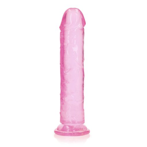 Realrock Crystal Clear Straight 9 In. Dildo Without Balls Pink - Image 3