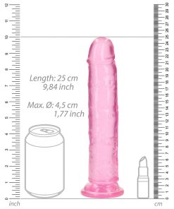 Realrock Crystal Clear Straight 9 In. Dildo Without Balls Pink