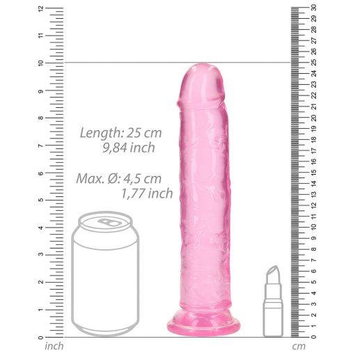 Realrock Crystal Clear Straight 9 In. Dildo Without Balls Pink - Image 6