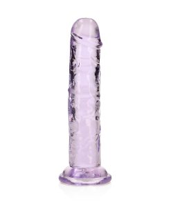 Realrock Crystal Clear Straight 6 In. Dildo Without Balls Purple