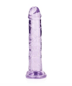 Realrock Crystal Clear Straight 6 In. Dildo Without Balls Purple