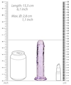 Realrock Crystal Clear Straight 6 In. Dildo Without Balls Purple