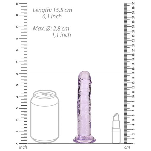 Realrock Crystal Clear Straight 6 In. Dildo Without Balls Purple - Image 6