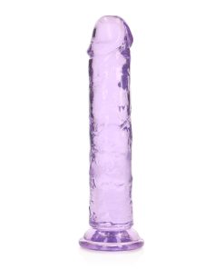 Realrock Crystal Clear Straight 7 In. Dildo Without Balls Purple