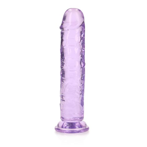 Realrock Crystal Clear Straight 7 In. Dildo Without Balls Purple - Image 2