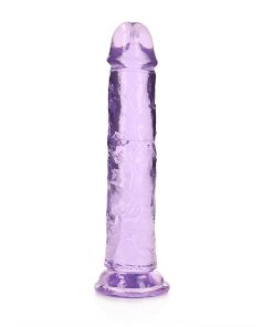 Realrock Crystal Clear Straight 7 In. Dildo Without Balls Purple