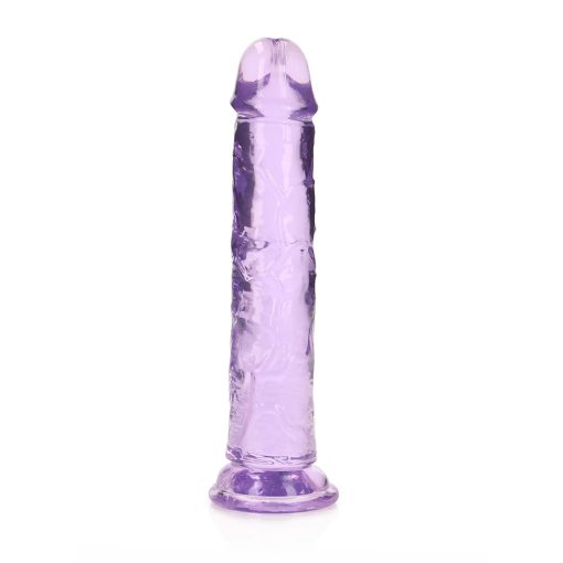 Realrock Crystal Clear Straight 7 In. Dildo Without Balls Purple - Image 3