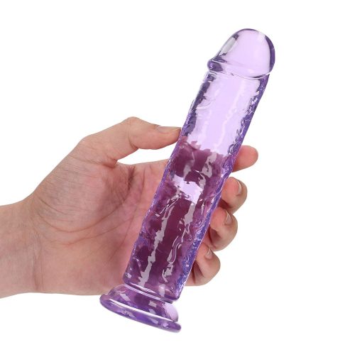 Realrock Crystal Clear Straight 7 In. Dildo Without Balls Purple - Image 5