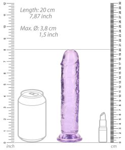 Realrock Crystal Clear Straight 7 In. Dildo Without Balls Purple