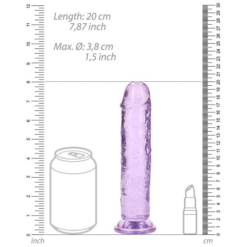 Realrock Crystal Clear Straight 7 In. Dildo Without Balls Purple - Image 6