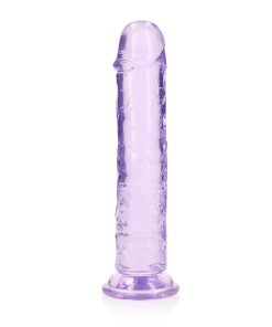 Realrock Crystal Clear Straight 8 In. Dildo Without Balls Purple