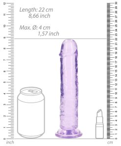Realrock Crystal Clear Straight 8 In. Dildo Without Balls Purple