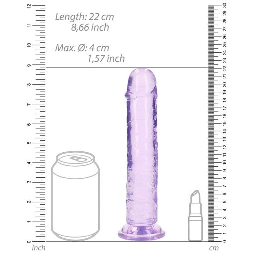 Realrock Crystal Clear Straight 8 In. Dildo Without Balls Purple - Image 6