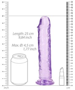 Realrock Crystal Clear Straight 9 In. Dildo Without Balls Purple