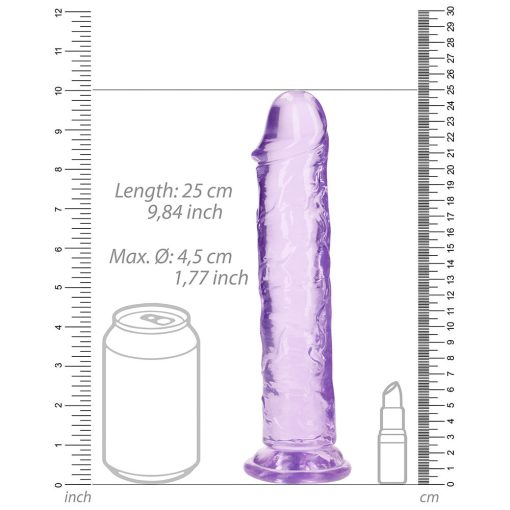 Realrock Crystal Clear Straight 9 In. Dildo Without Balls Purple - Image 6
