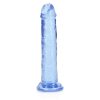 Realrock Crystal Clear Straight 6 In. Dildo Without Balls Blue