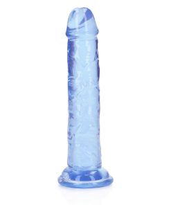 Realrock Crystal Clear Straight 6 In. Dildo Without Balls Blue