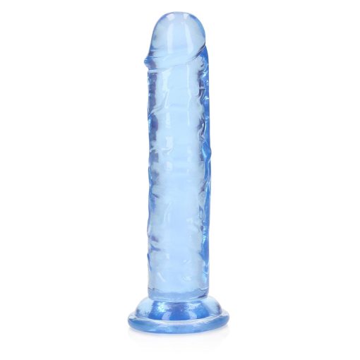 Realrock Crystal Clear Straight 6 In. Dildo Without Balls Blue - Image 2