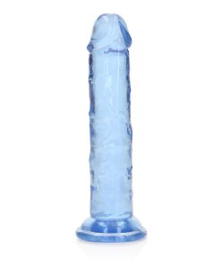 Realrock Crystal Clear Straight 6 In. Dildo Without Balls Blue