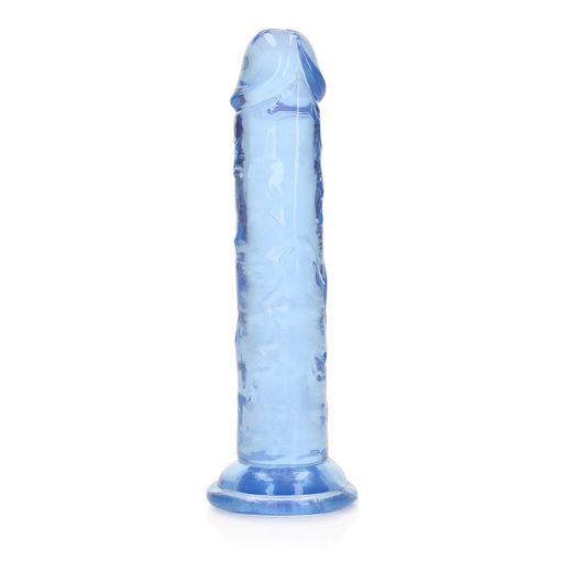Realrock Crystal Clear Straight 6 In. Dildo Without Balls Blue - Image 3