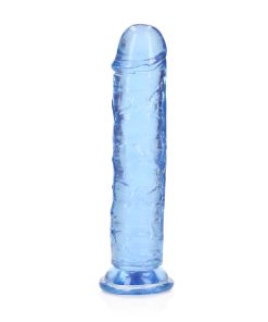 Realrock Crystal Clear Straight 7 In. Dildo Without Balls Blue