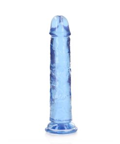 Realrock Crystal Clear Straight 7 In. Dildo Without Balls Blue